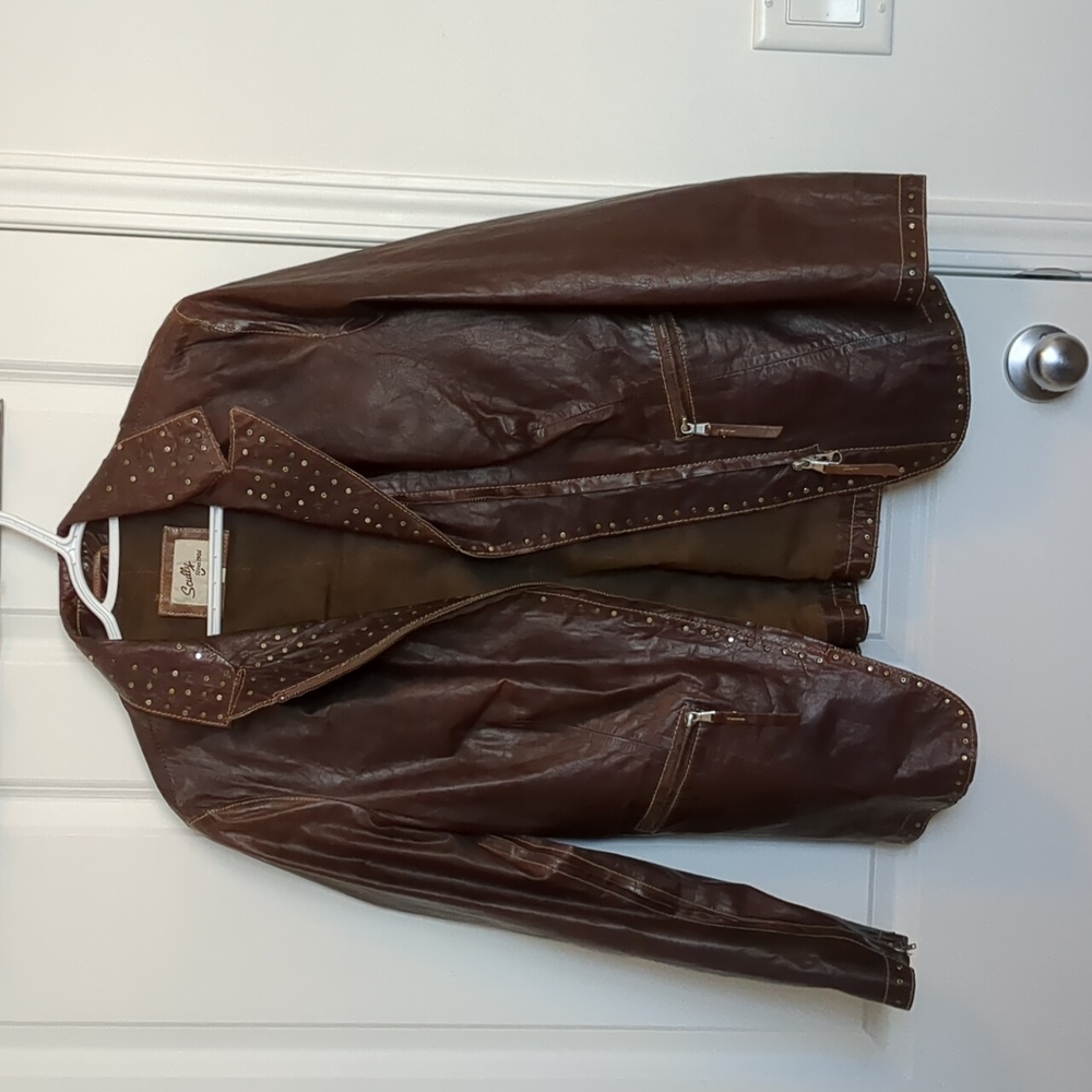 Scully Brown Leather and Studded Jacket
